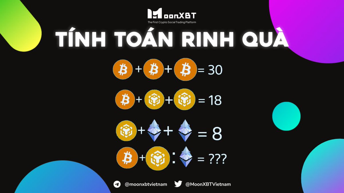MoonXBT Vietnam (@moonxbtvietnam) on Twitter photo 💥Mini Event: tính toán các giá trị token
📆15:00 ngày 19/04 đến 15:00 ngày 23/04
🔹Follow twitter <a href="/MoonXBTVietnam/">MoonXBT Vietnam</a>
🔹Bình luận kết quả kèm tag 3 và hastag #MoonXBT
🎁Giải thưởng 30$ và 20$ dành cho hai người chính xác và nhanh, 50$ dành cho 5 người may mắn
#Airdrop 💥Mini Event: tính toán các giá trị token
📆15:00 ngày 19/04 đến 15:00 ngày 23/04
🔹Follow twitter <a href="/MoonXBTVietnam/">MoonXBT Vietnam</a>
🔹Bình luận kết quả kèm tag 3 và hastag #MoonXBT
🎁Giải thưởng 30$ và 20$ dành cho hai người chính xác và nhanh, 50$ dành cho 5 người may mắn
#Airdrop
