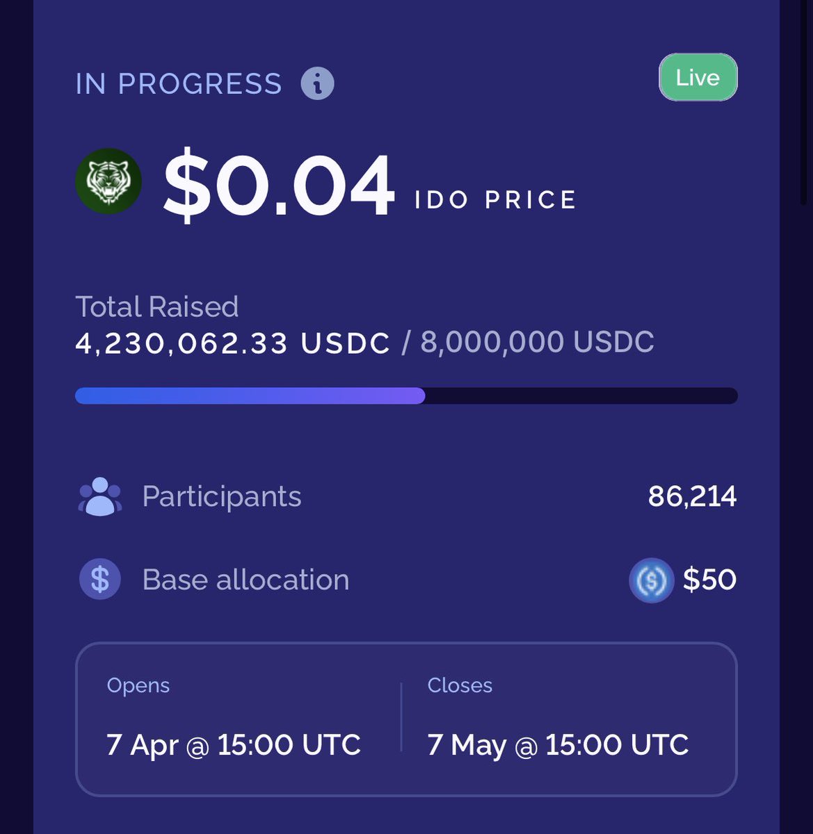 Due to crazy numbers and the initial allocation being filled for mission 1, 

We have just expanded the sale.