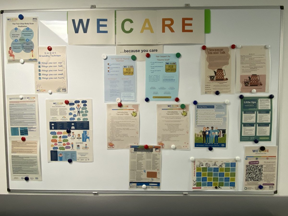 Our Peer Support Group has been working on our well bring board in theatres! Great to see so many resources available through @GrampianWeCare - GB #MentalHealthMatters #WeCare #proudtobenhsg 💙