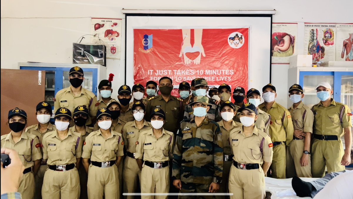 NccDei's tweet photo. Cadets of 7/1 coy. 1 UP BN NCC AGRA and Manav Seva Charitable Blood Bank joined hands to host a successful One-Day Blood Donation Camp on 18th April,2023 in DEI,AGRA

The blood donation drive saw 280+ donors.

#BloodDonation #DonateBloodSaveLives
@HQ_DG_NCC 
@NCCDteUP https://t.co/S2S8c4D6vu