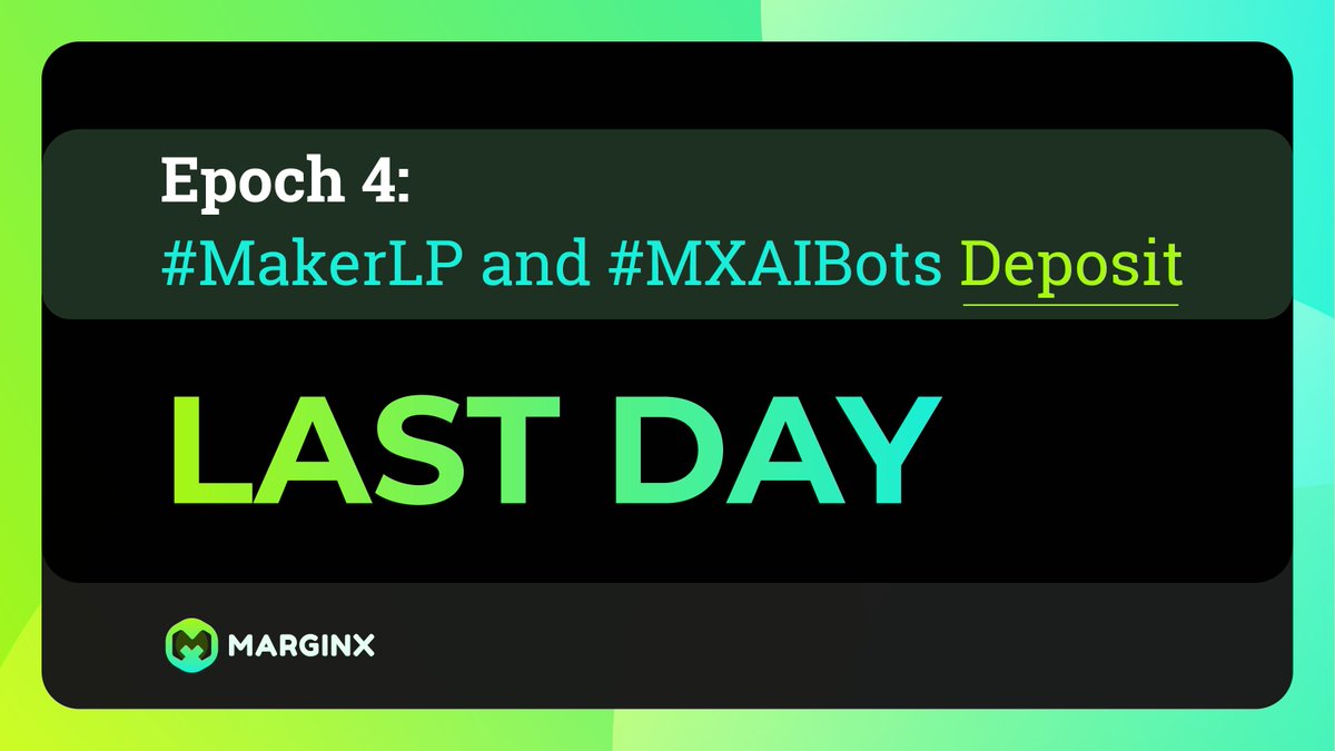 youcanshortit's tweet photo. Today is the last day π©
You have less than 24h to deposit into #MXMakerLP and/or #MXAIBots before the window for Epoch 4 closes!
The maker pool rewarded a total of 50,480 $FX the last epoch. How much do you think it will offer this time? π€
π https://t.co/tGoNYECvMn https://t.co/cq2wqu46Qf
