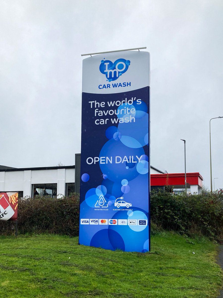 blaze_signs's tweet photo. The skies might not always be blue here in the UK but you can bet that this IMO Car Wash in Bridgend will be!

It’s another homerun for IMO Car Wash and the Blaze Team with a complete transformation to the site. 
.
#branding #signage #carwash #advertising https://t.co/GvUds2V27i