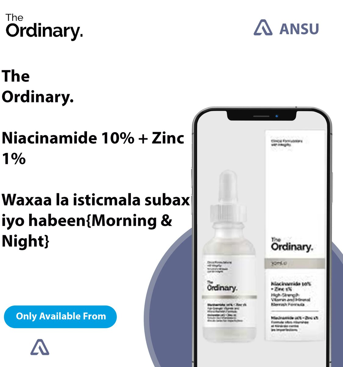 ansuapp's tweet photo. The 
Ordinary.

Niacinamide 10% + Zinc 1%

Waxaa la isticmala subax iyo habeen{Morning &amp; Night}

Niacinamide 10% + Zinc 1%,  Waxay ufiicantahay dhamaan maqaarada wajiga oo dhan. 

Niacinamide 10% + Zinc 1%, Waxay kordhisaa dhalaalka maqaarka wajiga, Waxay hagajisaa sinaanta https://t.co/TYTRJqnjMt
