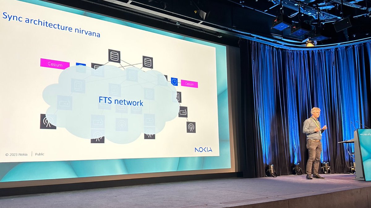 RolandT's tweet image. Paul Meyers @nokianetworks showing the sync nirvana at #MPLSWC2023 @UppersideC in Paris