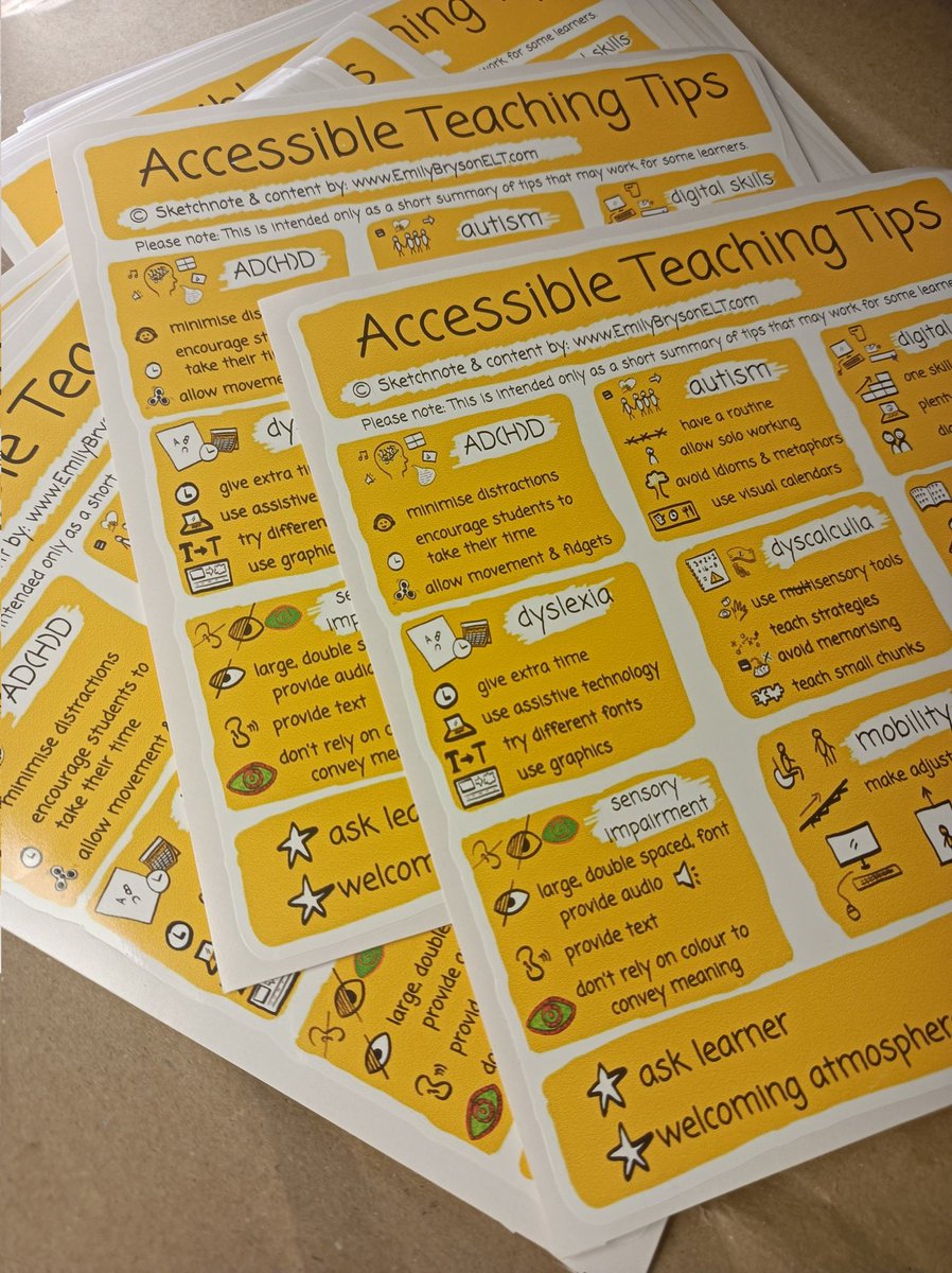 EmilyBrysonELT's tweet image. If you&apos;d like a sticker of my Accessible Teaching tips sketchnote, come find me at #IATEFL2023. I&apos;ll be around! 

Retweet, tweet or DM me and I&apos;ll save one for you. 

I didn&apos;t print many! 

#accessiblelearning #iatefl #iatefl23 #InclusionMatters