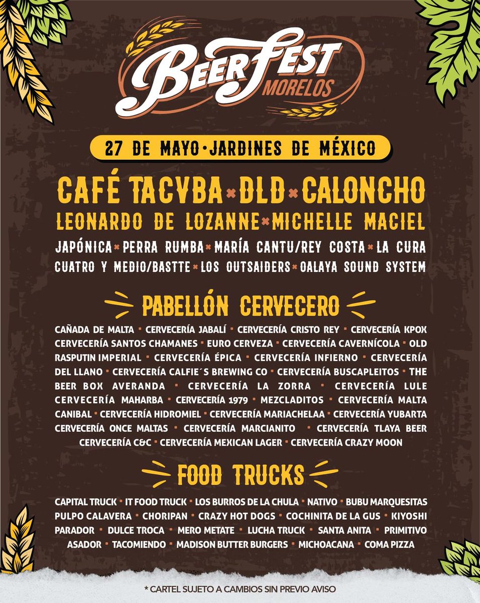 waraptv's tweet photo. Este 27 de mayo se celebra el 8° aniversario de Beerfest Morelos, con más de 50 cerveceras nacionales e internacionales se encontrarán reunidas en un mismo lugar, donde todos los amantes de la cerveza podrán conocer, probar y experimentar nuevos sabores.

https://t.co/z8O3uOwqpp https://t.co/BlrXPWw2dt