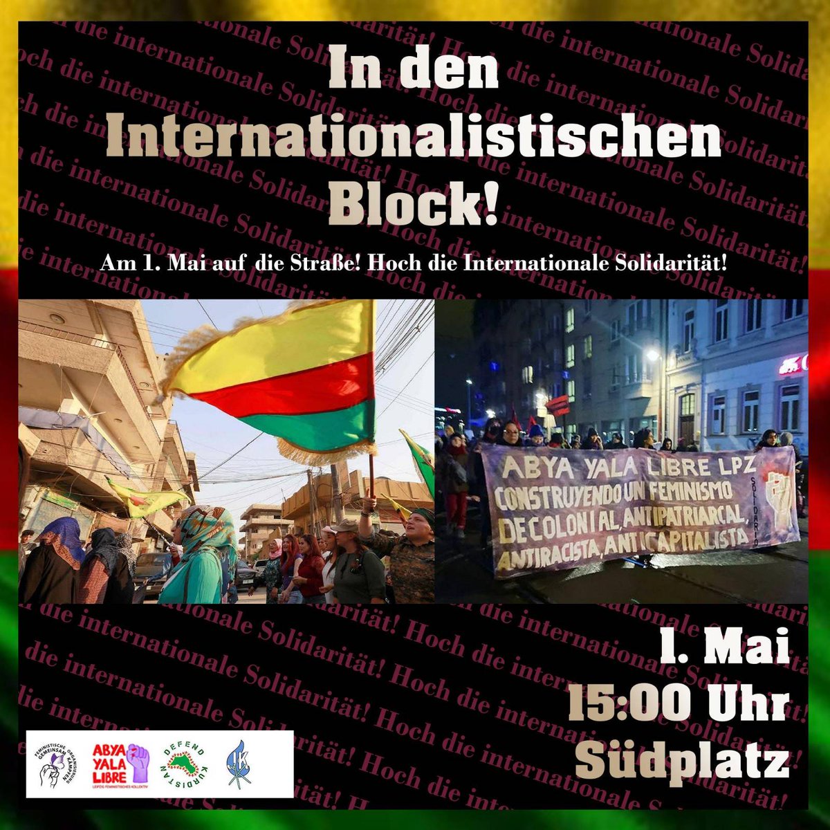 RojavaSoli_LE's tweet photo. 🔥✌️🔥
Am #le0105 in den internationalistischen Block! 
🔥✌️🔥

Wir rufen alle auf sich bei der 1.Mai Demo in #Leipzig dem internationalistischem Block anzuschließen!

01.05.2023
15:00 Uhr
Südplatz Leipzig https://t.co/4fEJoLPrNL