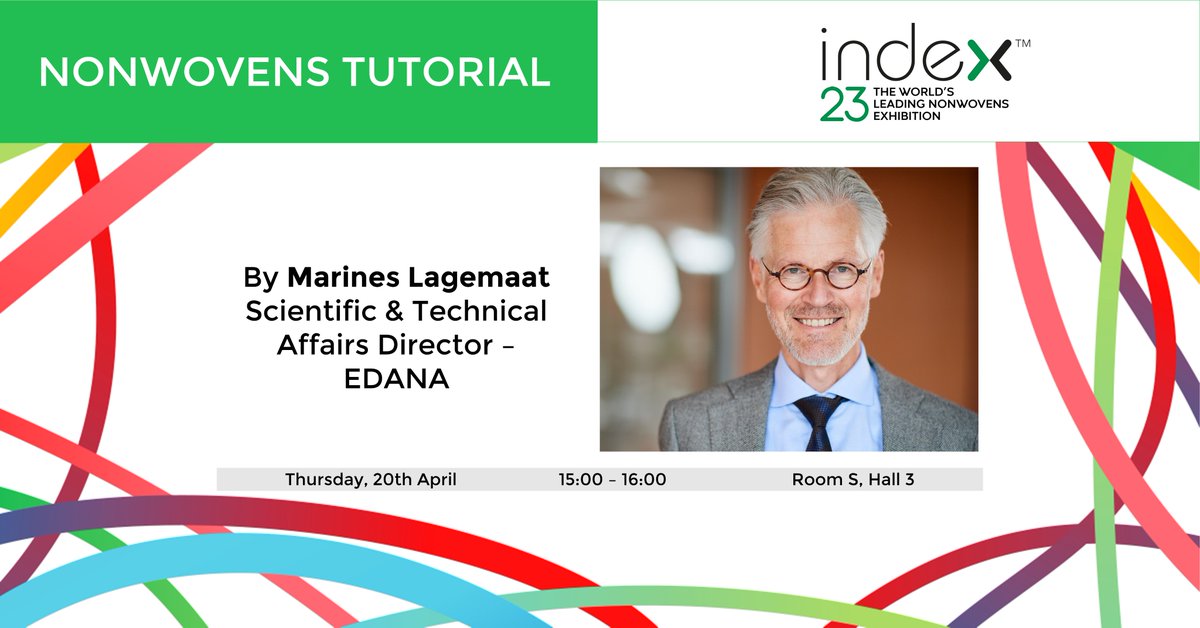 ✳ Today at #INDEX23: NONWOVENS TUTORIAL

This free one-hour nonwovens tutorial is intended for newcomers to the industry, or any interested potential users of nonwovens in one or more of their multiple end-use.

Thursday, 20th April, 15:00 – 16:00
Room S, Hall 3

<a href="/EdanaNonwovens/">EDANA, the voice of nonwovens</a>