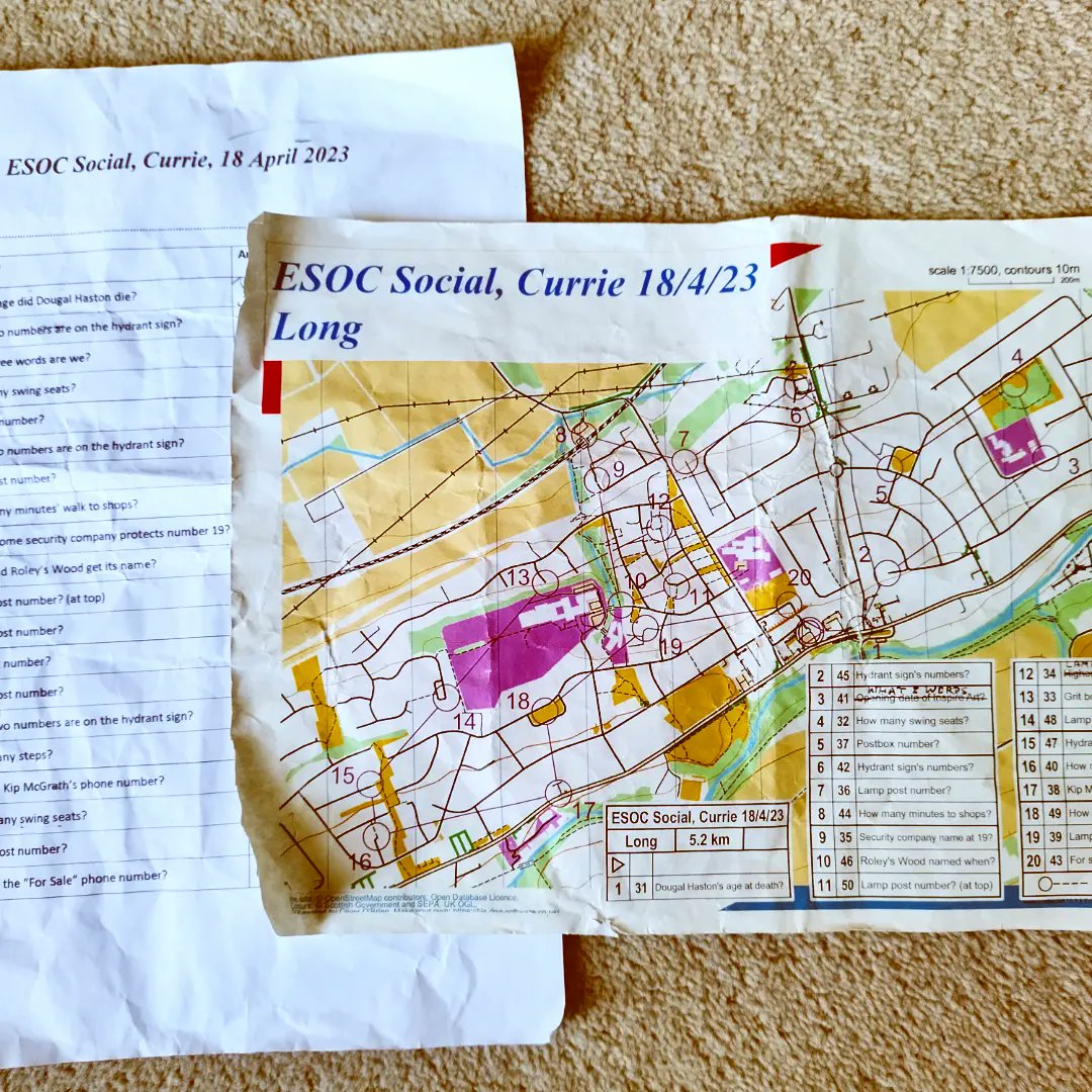 esocweb's tweet photo. Great Club Social around Currie last night with long & short #openorienteeringmap #maprun Street-O courses planned by Martin, & 1 hour @turf_game event planned by Mark with Zone names taking inspiration from the other 'curry'. Then to the Kinleith Mill for a chat, food & drink. https://t.co/FRxZFlygs8