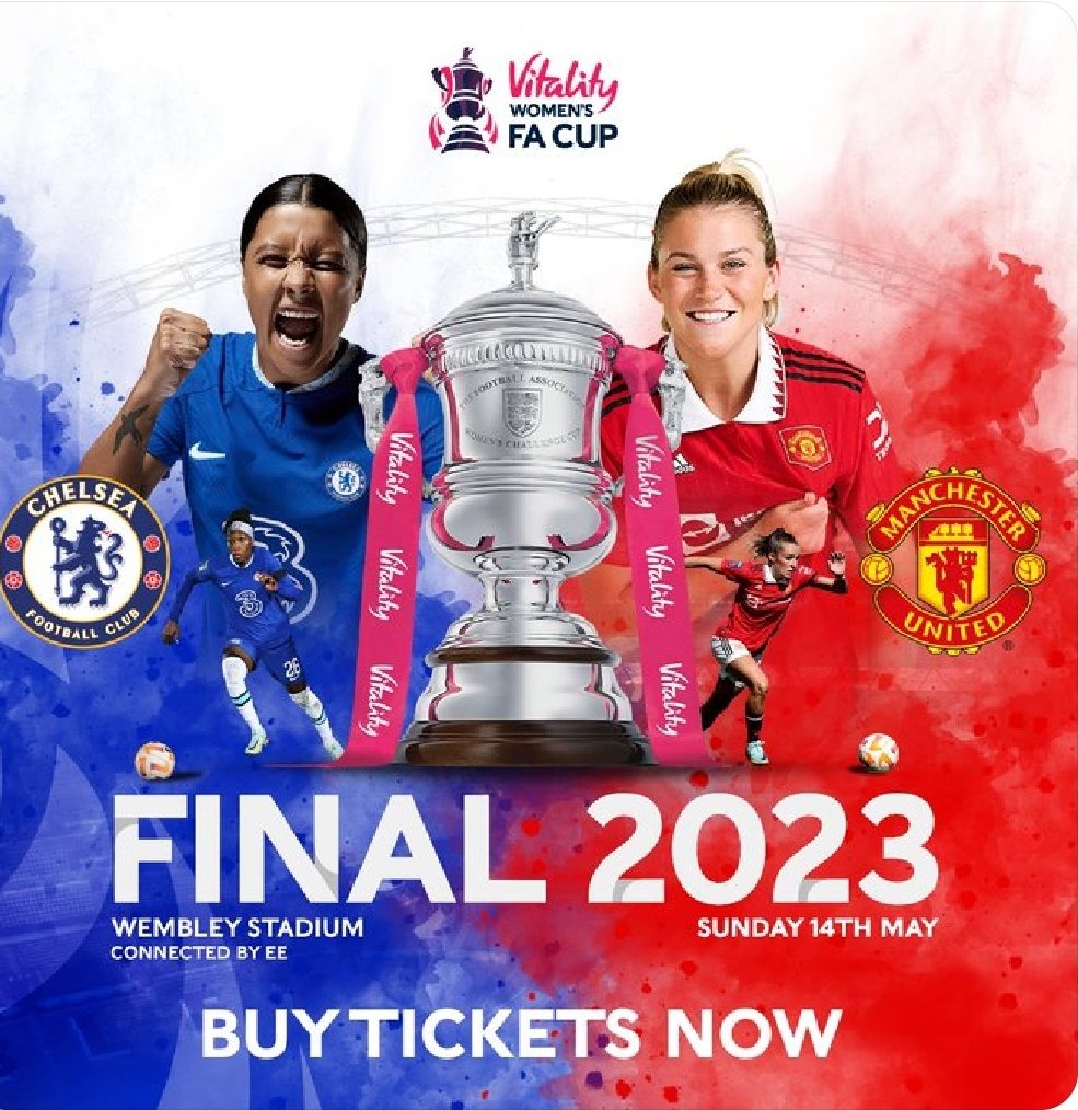 WFACup final at Wembleystadium on 14 May 2023? Will @ChelseaFCW make it three in a row? Is another Manchester based club going to lose to Chelsea @ManUtd we got this right