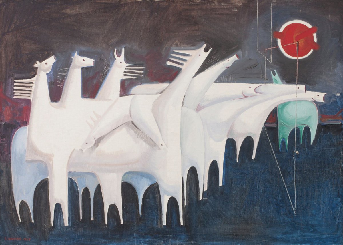 BarjeelArt's tweet photo. Kadhim Hayder is among the most revered members of Iraq’s modernist movement. He introduced a new paradigm to his representational style by focusing on the eighth century Battle of Karbala, or The Martyr’s Epic.

#highlightsfromthebarjeelcollection #KadhimHayder https://t.co/WDJsuDJ1rg