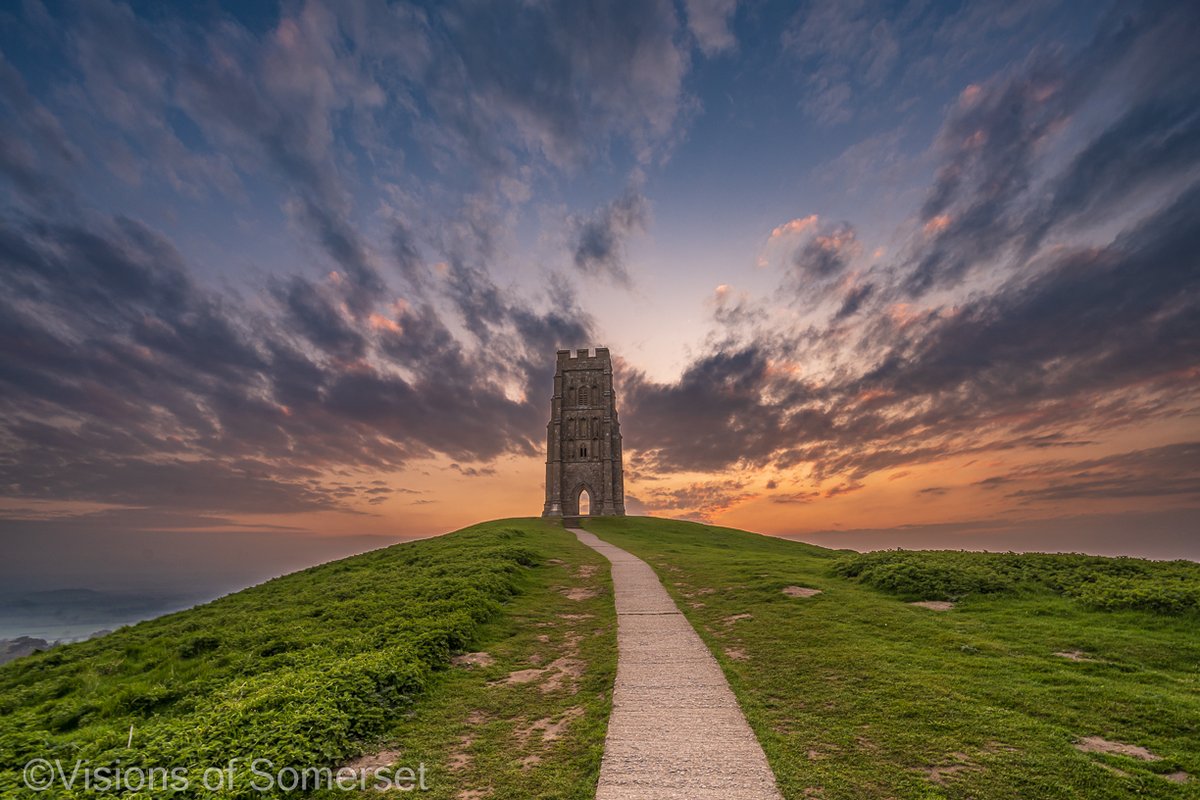 Before sunrise colour on Glastonbury Tor today. Yet another really windy and cold start to the day but a bit brighter at least.