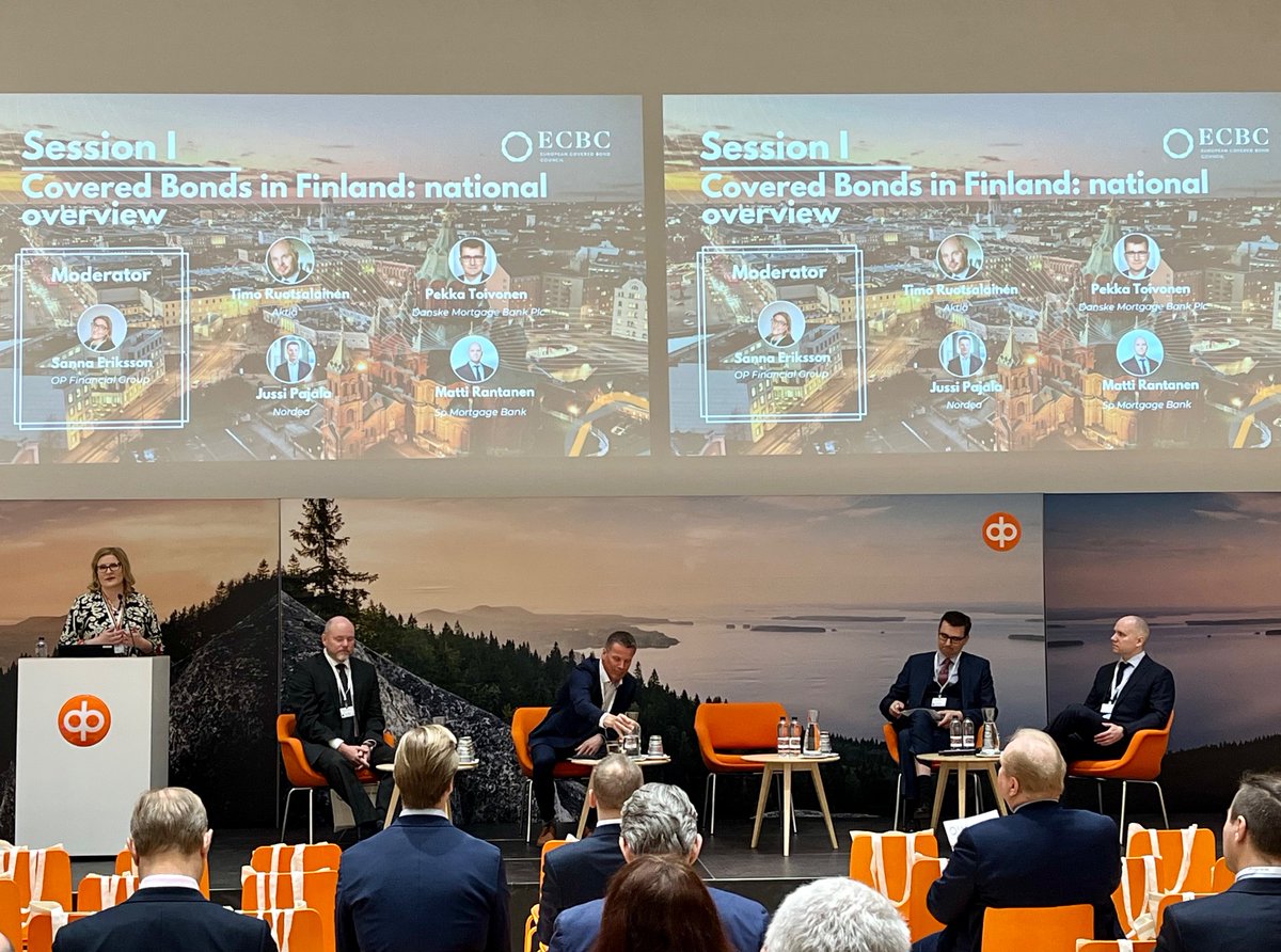 NannaPolonen's tweet photo. Excited to join the 32nd ECBC Plenary Meeting in Helsinki 💎Great speakers with interesting topics 🏠🌿 @EMF_ECBC  
@Nordea_FI @JussiPajala @Nordea @OP_Ryhma 
#Sustainability #housingmarket #coveredbonds https://t.co/8Yv457BNYH