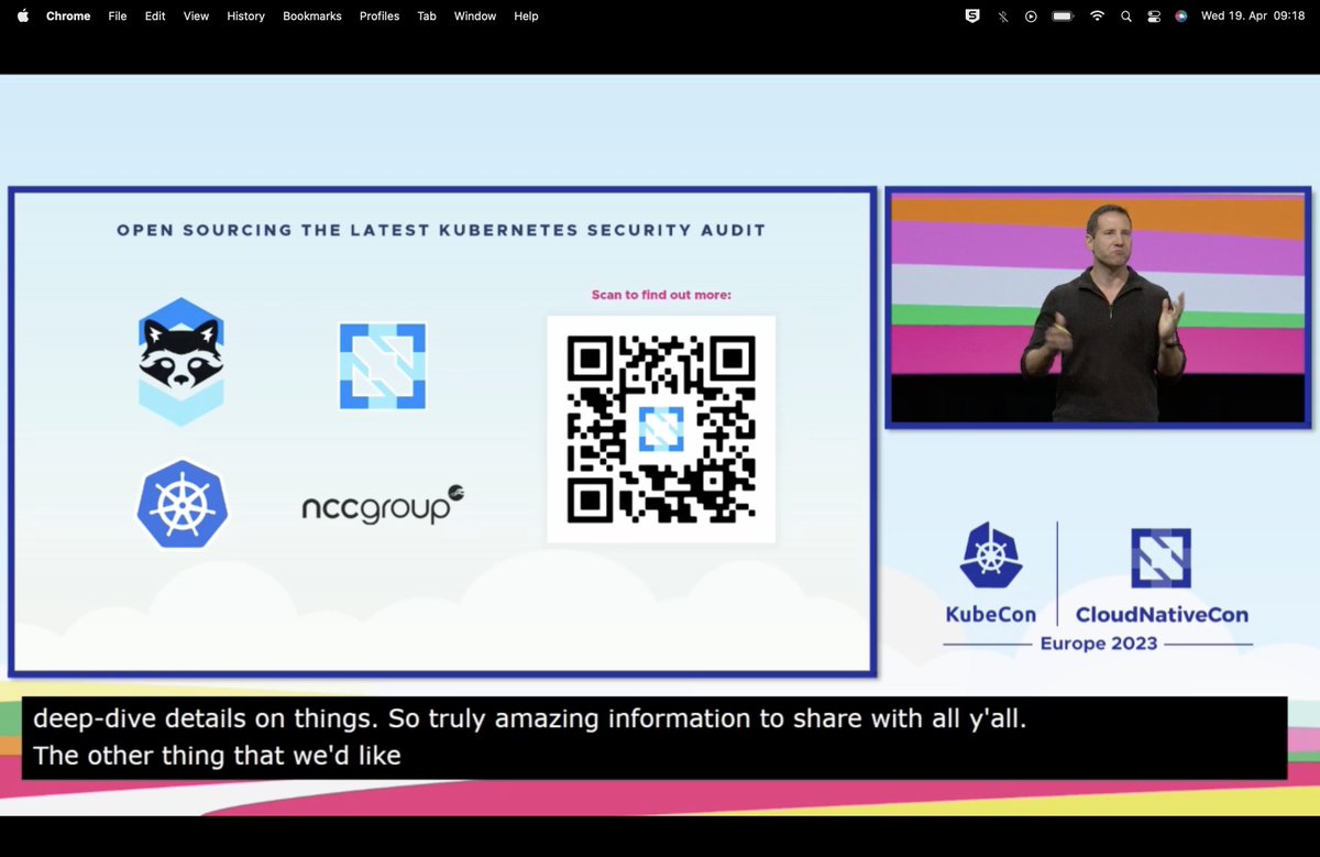 breakawaybilly's tweet photo. @pritianka @CloudNativeFdn @kelseyhightower @cra @KubeCon_ Newest @kubernetesio security audit, scan the random QR code to find out more about security 😀 https://t.co/5KdO5zNu9l