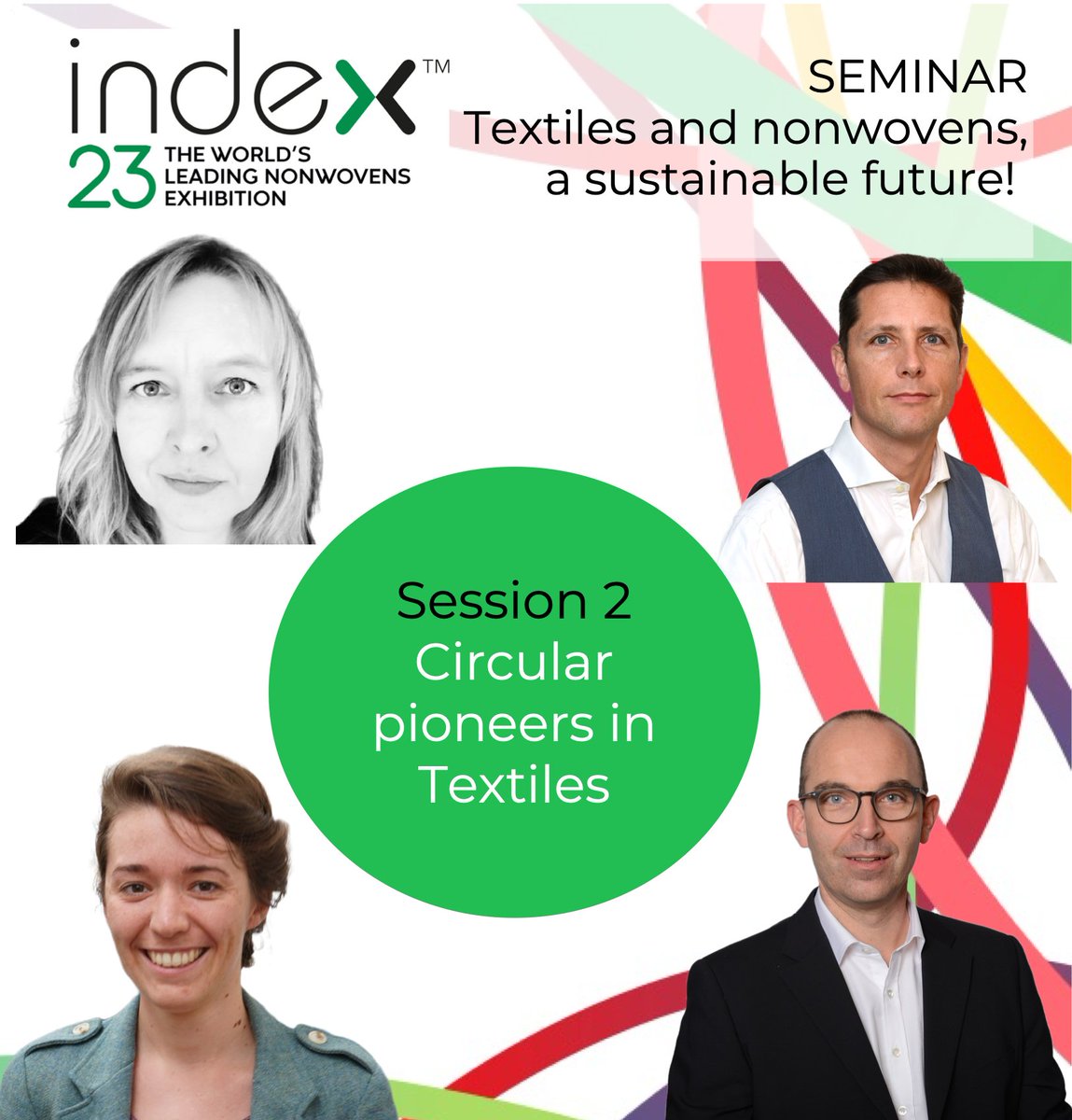 📅 Today at #INDEX23, Seminar: Textiles and nonwovens, a #sustainable future!
Wednesday 19 April, 14:30
Room S, Hall 3 
Register now and join us at INDEX™23! lnkd.in/eyHz3qaR

Seminars: tinyurl.com/er38m8yw
#INDEX23 #INDEXnonwovens #Textiles #nonwovens