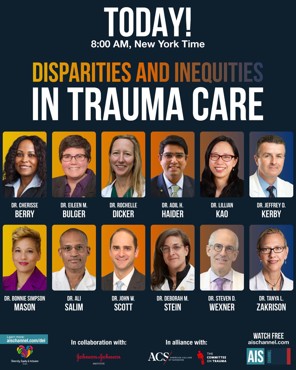 AISMedicalNet's tweet photo. 📣 Only ONE HOUR left! Don't miss April's DE&amp;I Disparities and Inequities in Trauma Care event for FREE on https://t.co/zc7xICHeq6 @CBerryTraumaMD @nyulangone @bulgercot @rochelleami9 @AdilHaiderMD @LillianKao1 @KerbyJD_UAB @DrBonnieMason @SWexner @JNJMedTech
#traumacare #IamAIS https://t.co/vYTdjrTGfF