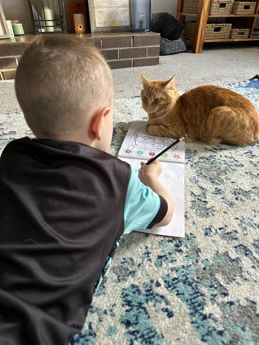Shill93's tweet photo. M doing his Easter homework with a little help from his buddy Otis. @foundmelthamce https://t.co/QOQAafxkvM