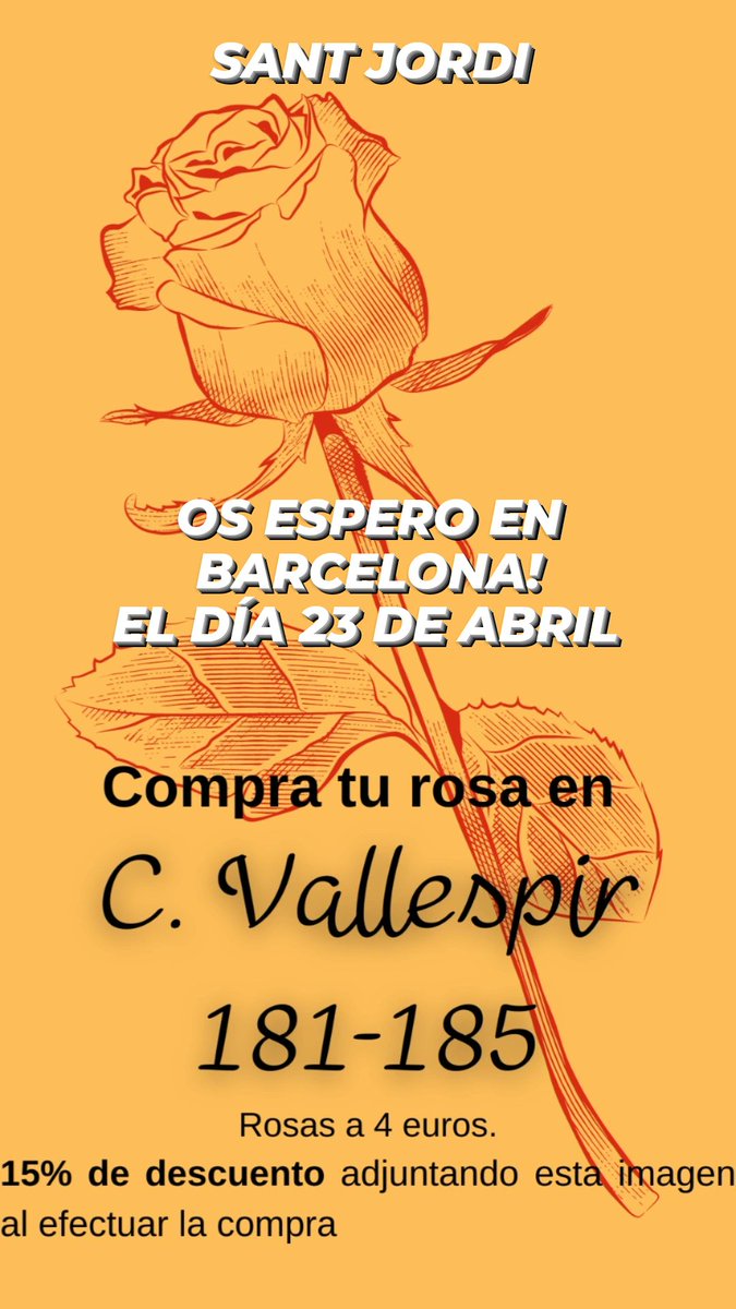 PauExpsito2's tweet photo. 23 DE ABRIL EN BARCELONA VENDIENDO ROSAS POR SANT JORDI! PASAROS CHICOS! https://t.co/qSF7T4bfWW