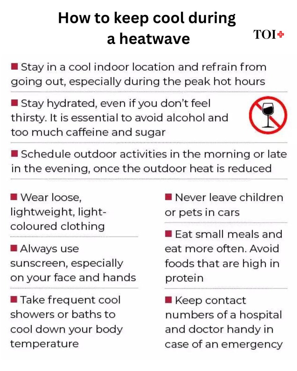 TOIPlus's tweet photo. Amid soaring daily temperatures and #heatwave alerts from the IMD, one needs to be on guard against dehydration, heat exhaustion and worse. Read on: https://t.co/mll6aB90m1 https://t.co/hPKSgHjvBW