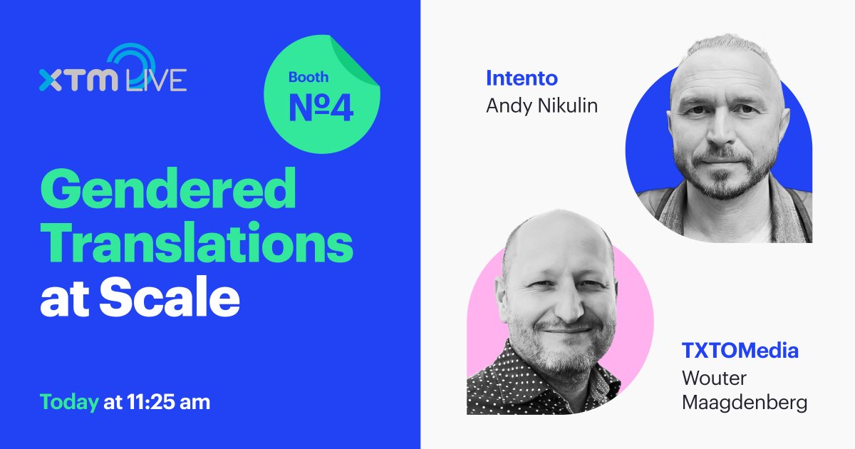 HelloIntento's tweet photo. #XTMLive attendees, it’s time! ⏰ Join us today at 11:25 am for an awesome talk 🗣. And remember to swing by booth 4 after to ask your burning question and learn more about Intento! 🤗 @xtmintl https://t.co/wnoC4PqfAx