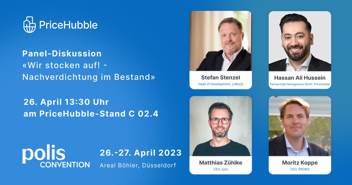 pricehubble's tweet photo. 🎙Diskutieren Sie mit syte, Probis, LiWooD und uns am 📌Mittwoch, den 26. März um 13:30 Uhr auf der Polis Convention am PriceHubble Stand C 02.4 wie mit Nachverdichtung schnell neuer Wohnraum in Ballungsgebieten geschaffen werden könnte.
#wirstockenauf https://t.co/r55hSX19Vo
