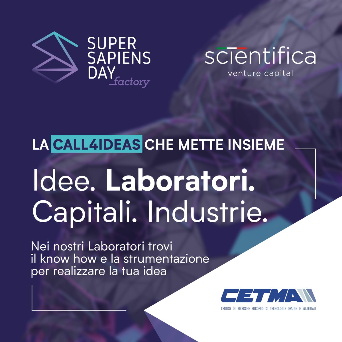Consorzio_CETMA's tweet photo. Mettere a disposizione spazi di contaminazione e incontro, condividere competenze, promulgare il pensiero scientifico e ratificare lo sviluppo tecnologico.
https://t.co/odQn9Mlw8o
#Call4Ideas #scientificaventurecapital #openinnovation #startup #venturecapital #investment https://t.co/83kGLIKClR
