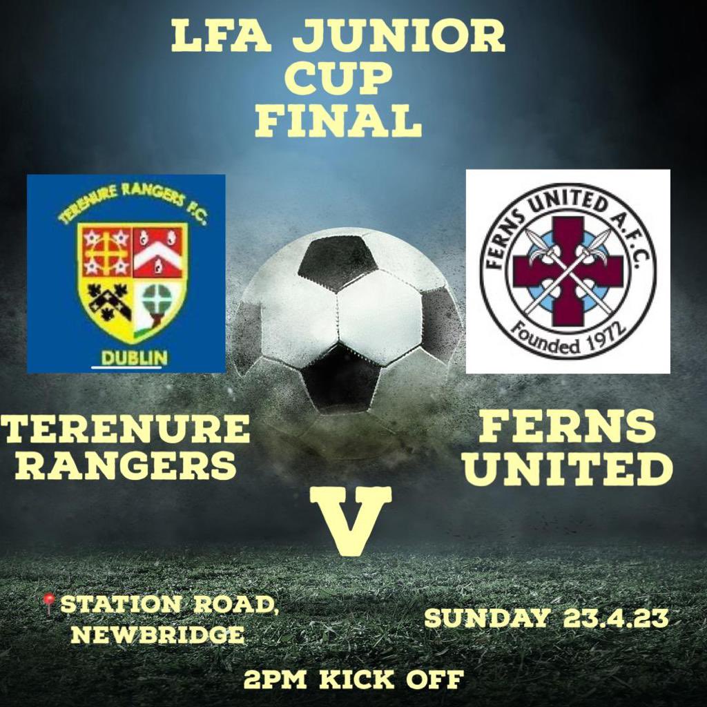 Best of luck to @terenurerangers as they take on @fernsunitedfc in the @LeinsterFA1892 Women’s Junior Cup Final. Kick Off is 2pm on Sunday in @NewbridgeFC ( Station Road) @ONeills1918 @WeAreClubforce @FAIWomen @WexfordWSSL @FAIreland @Striker1Online