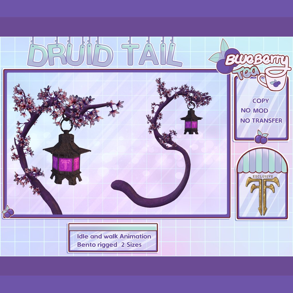 Blueberry_Teas's tweet photo. Druid Tail! Exclusive Fantasy Fair colors! This version doesn't have the HUD and its no mod but I wont be selling these colors after the event. See you on the 20th! #SecondLife #FantasyFaire2023 #BBTeaSL https://t.co/ehtE0hqkmz