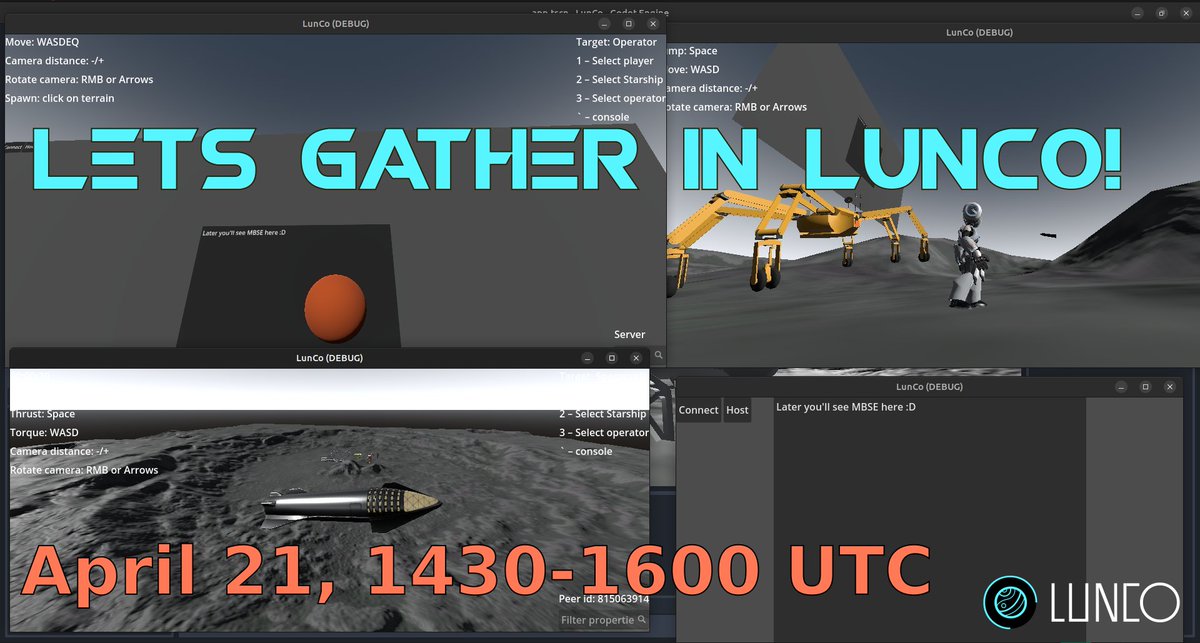🎉🚀LunCo just achieved a MAJOR MILESTONE! 💯 

Here are some reasons to celebrate 🥳: 
👉 It's super EASY to install 
👉 You can use it ONLINE 💻

👥 Let's all come together in LunCo! 🤝 

And we'll do all the COORDINATION right here in our Twitter Space
x.com/i/spaces/1vOxw…