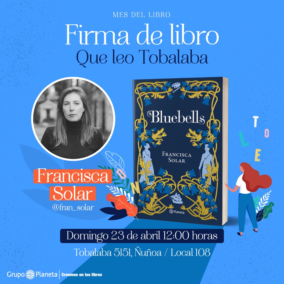 Firmas de libros para este domingo 23 de abril.

¡Los esperamos!

#CreemosEnLosLibros 📚 <a href="/FranSolar/">Francisca Solar</a> <a href="/FernandaFrick/">Fernanda Frick H.</a>
