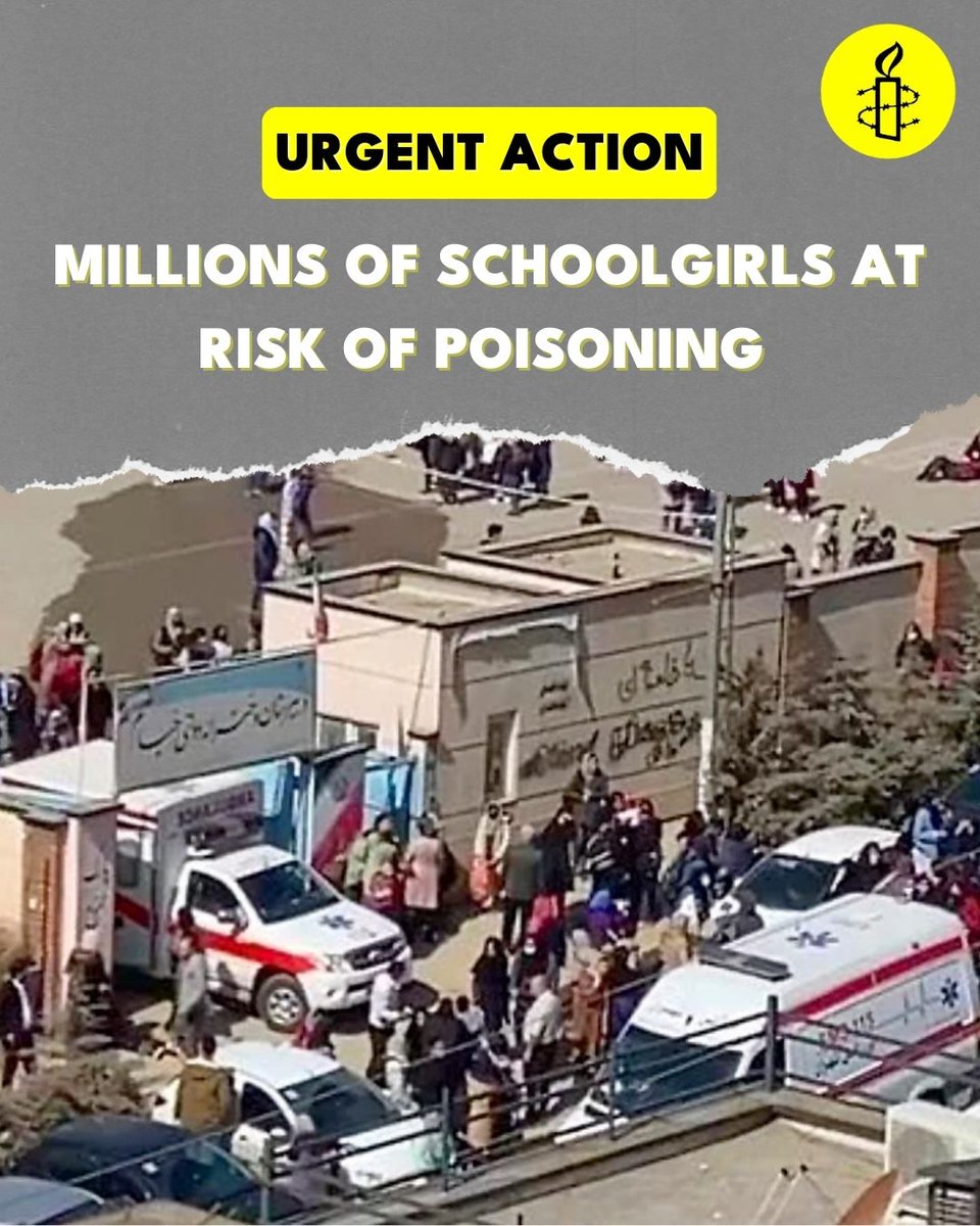 AmnestyIran's tweet photo. Millions of schoolgirls are at risk amid ongoing gas attacks deliberately targeting girls’ schools. Iran's authorities have failed to adequately investigate and end the attacks, and dismissed symptoms as “stress”, “excitement” and/or “mental contagion”.

https://t.co/iOJR63zfwO https://t.co/lugryl1lZY
