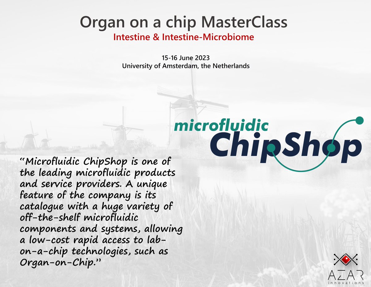 AzarInnovations's tweet photo. 🥼🧫Join us in the Organ on a chip MasterClass - Intestine & Intestine-Microbiome and receive a hands-on demo from @ChipShop_Jena: https://t.co/RKQxoLNRlQ.
#HostMicrobeInteraction #IBD #ADME #IntestineChip #OrganOnAChip #MicrophysiologicalSystem #CrohnsDisease #Training #HandsOn https://t.co/3ImDjCViRZ