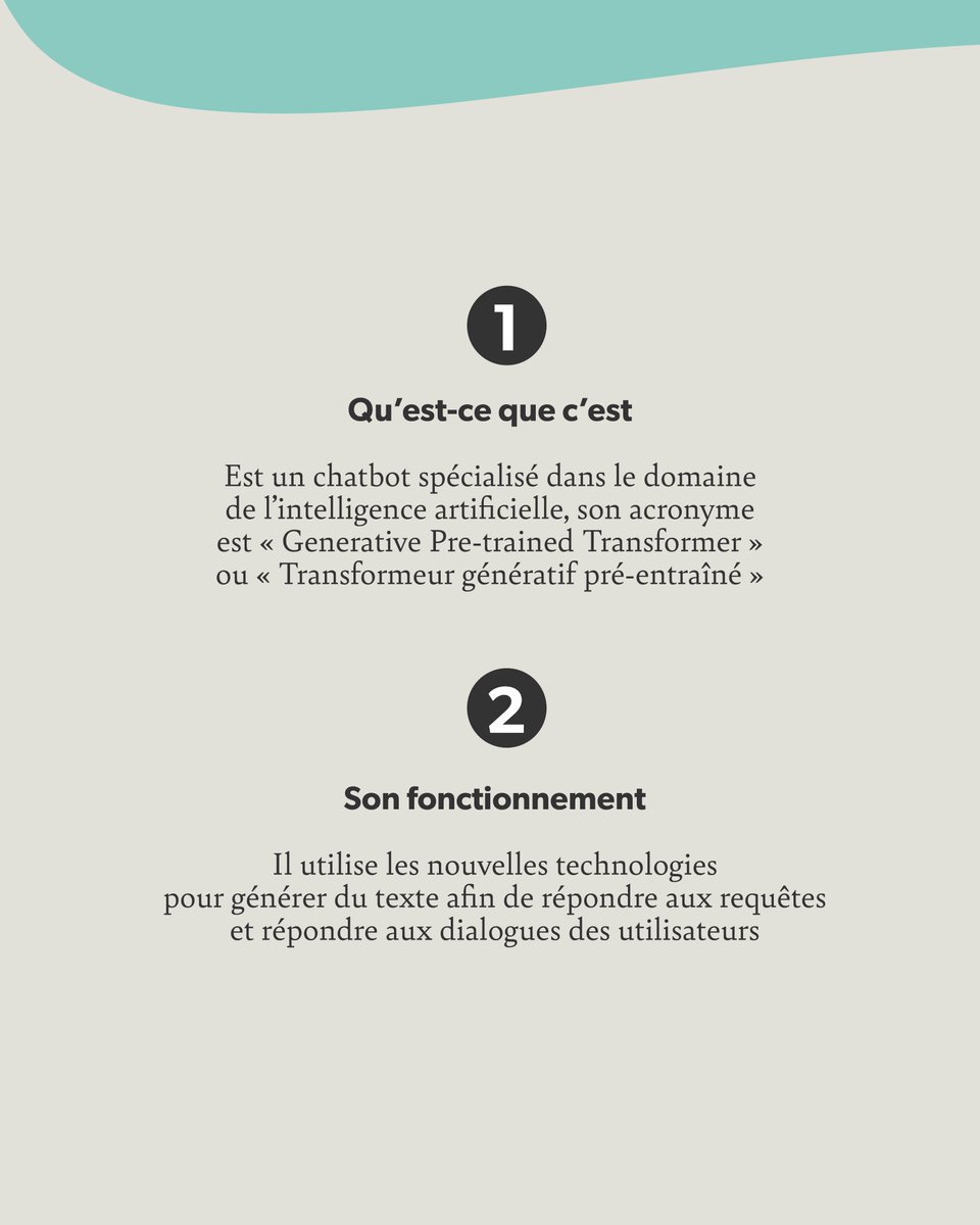 Digisante's tweet photo. Comment définir chat GPT ?
·Il signifie « Generative Pre-trained Transformer »
· Il utilise les nouvelles technologies pour entretenir un dialogue
· Ses inventeurs sont Elon Musk &amp; Sam Altman.
· Son langage est GPT-3 d'OpenAI
Avez-vous déjà testé chat GPT ? https://t.co/Jk6EEckG1g