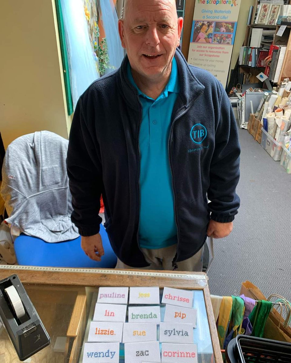 BrumScrapstore's tweet photo. Meet John, our lovely new volunteer driver.
In his spare time, heโs a brilliant cross-stitcher!
Heโs made us these great name badges!
THANKS John!
#fabulous volunteers
#supportivepeople
#scrapstorebirmingham https://t.co/0qlGYzbfZR