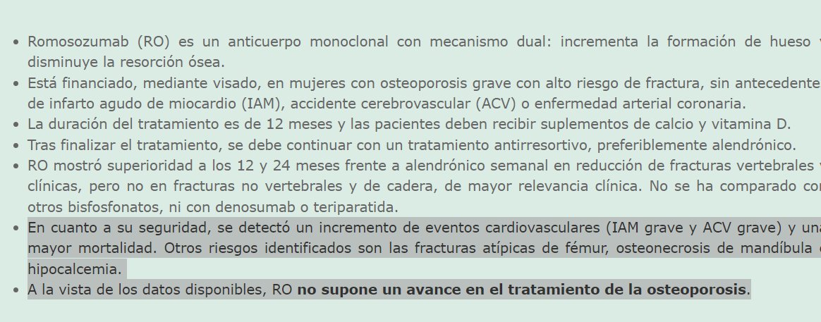 practicaseguras's tweet photo. 🚨💊#SegPac #USM Fichas de evaluación de medicamentos nuevos de @CADIME_EASP. 🔶 𝗥𝗼𝗺𝗼𝘀𝗼𝘇𝘂𝗺𝗮𝗯 𝗻𝗼 𝘀𝘂𝗽𝗼𝗻𝗲 𝘂𝗻 𝗮𝘃𝗮𝗻𝗰𝗲 𝗲𝗻 𝗲𝗹 𝘁𝗿𝗮𝘁𝗮𝗺𝗶𝗲𝗻𝘁𝗼 𝗱𝗲 𝗹𝗮 𝗼𝘀𝘁𝗲𝗼𝗽𝗼𝗿𝗼𝘀𝗶𝘀
📄https://t.co/w2URn3UIqf https://t.co/XYgqplkWgL