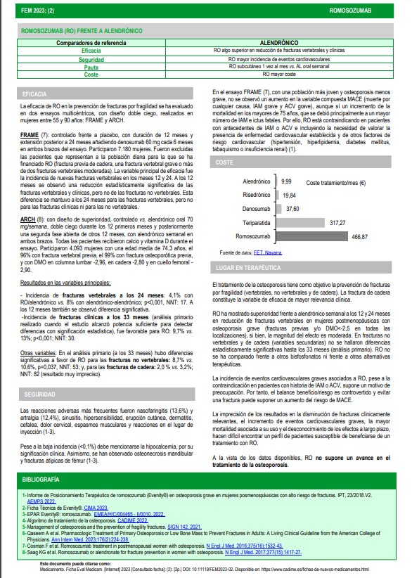 practicaseguras's tweet photo. 🚨💊#SegPac #USM Fichas de evaluación de medicamentos nuevos de @CADIME_EASP. 🔶 𝗥𝗼𝗺𝗼𝘀𝗼𝘇𝘂𝗺𝗮𝗯 𝗻𝗼 𝘀𝘂𝗽𝗼𝗻𝗲 𝘂𝗻 𝗮𝘃𝗮𝗻𝗰𝗲 𝗲𝗻 𝗲𝗹 𝘁𝗿𝗮𝘁𝗮𝗺𝗶𝗲𝗻𝘁𝗼 𝗱𝗲 𝗹𝗮 𝗼𝘀𝘁𝗲𝗼𝗽𝗼𝗿𝗼𝘀𝗶𝘀
📄https://t.co/w2URn3UIqf https://t.co/XYgqplkWgL