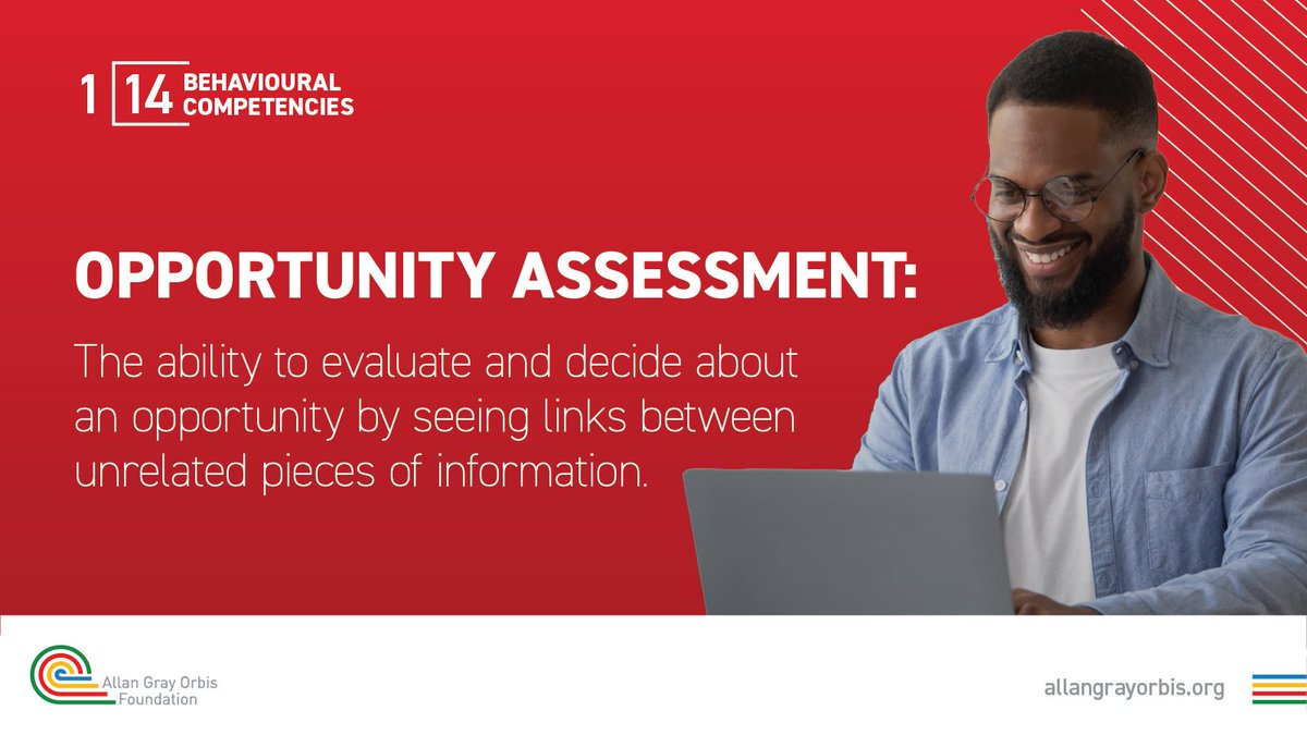 AllanGrayOrbis's tweet photo. Opportunity Assessment is the first of the 14 behavioural competencies we discovered that serve as an indicator of entrepreneurial mindedness.π§ β‘οΈ
#AGOF #BehaviouralCompetencies #EntrepreneurialMindset #OpportunityAssessment https://t.co/MAFpRx6o0w