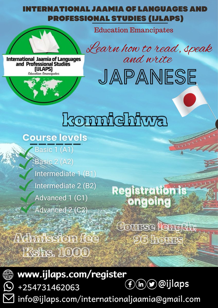 IJLAPS's tweet photo. Ready 2 take your foreign language skills 2 the next level? Enroll in our 2-months #superintensive training course at #IJLAPS! Learn #Arabic, #Chinese, #English, German, Italian, #japanese , #Kiswahili, Russian, Sign Language etc through one-on-one classes with your trainer. https://t.co/L1NKJb1hsn