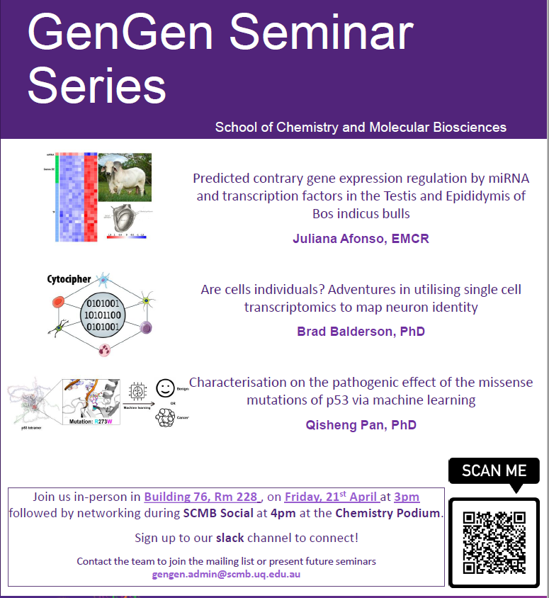 The SCMB #GenGen seminar series are back in full force. Join us this Friday in person at Building 76, Room 228.