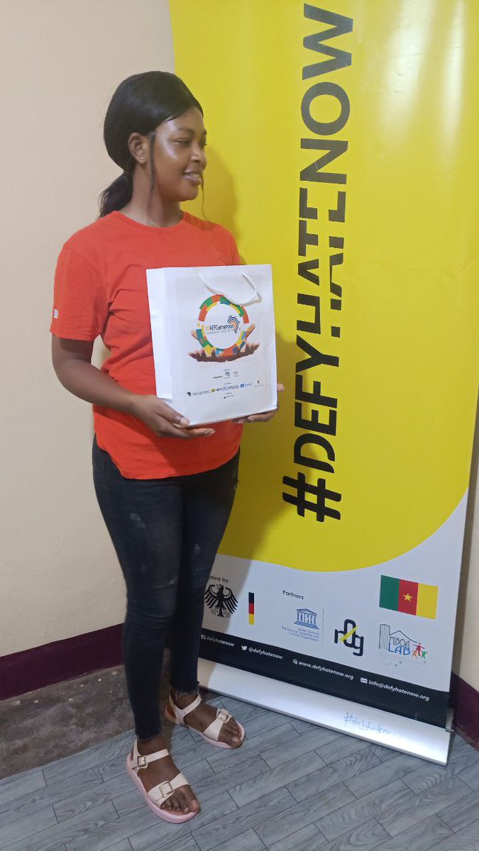 I received my prize for the video I made during the #Youth4PeaceChallenge in which I top the charts. Thank you @DefyhatenowWCA and everyone who took out time to watch the video. Together let us put an end to all forms of hate speech. #HateFreeCameroon