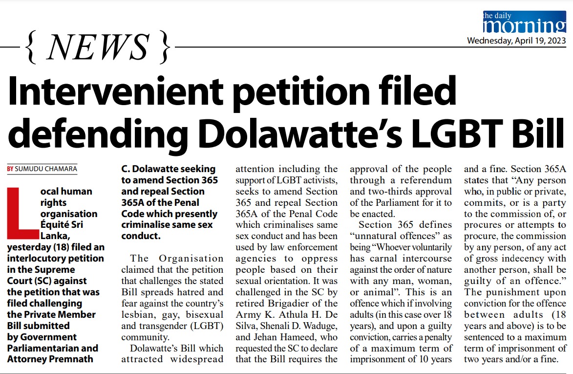 EquiteSriLanka's tweet photo. Equite Sri Lanka filed an intervenient petition https://t.co/GGt123BRCe