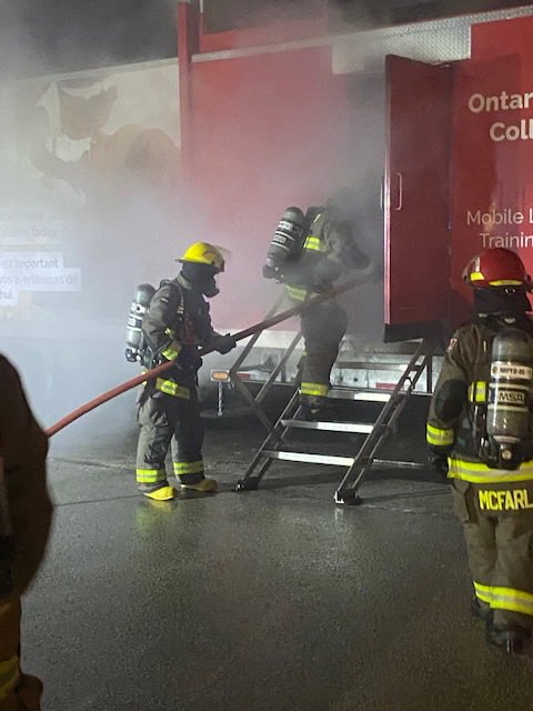 NorthernBruceFD's tweet image. This was our day ⁦how was yours? We’re having a great week training on the ⁦@ONFireMarshal⁩’s mobile live fire training unit #ONMLFTU as part of #BruceCounty #FireSchool. Firefighters from across the region are training together and learning new skills! #NBPFD #Training