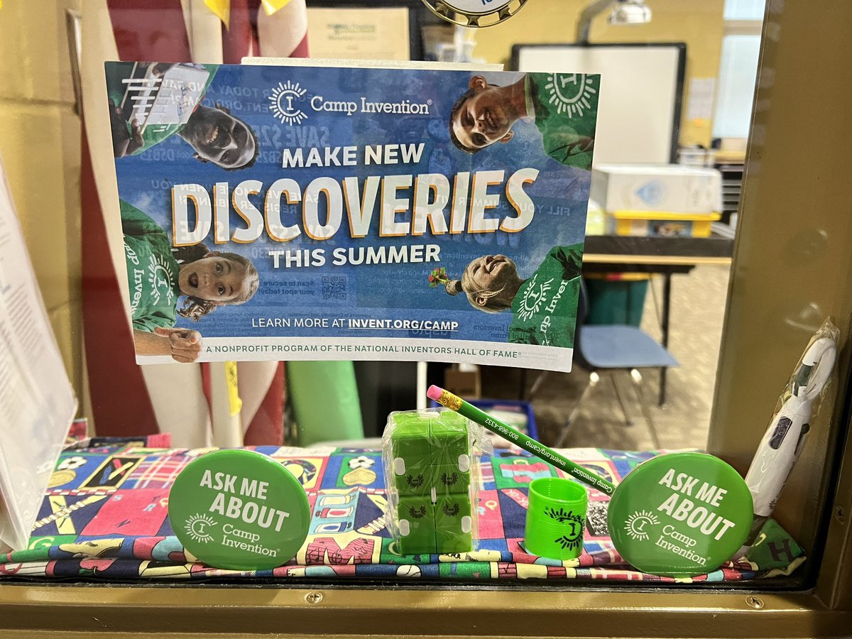 angiewebb82's tweet photo. #CampInventionTakeover Our team is gearing up for Camp Invention! Instructor Carrie made this window display. Have you registered?@CampInvention https://t.co/IwsyzJ51A2