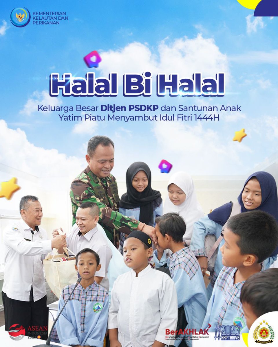 ditjenpsdkp's tweet photo. #SahabatBahari, di penghujung Bulan Ramadan ini Ditjen PSDKP melaksanakan Halal Bi Halal dan Santunan Anak Yatim Piatu Menyambut Idul Fitri 1444H ☺️

#PSDKPSahabatNelayan

@kkpgoid
@adin_psdkp 

#KKPThrive
#EkonomiBiru 
#PSDKPHebat
#SaktiWahyuTrenggono
#PSDKPbentengKKP https://t.co/ea5nHccKBo