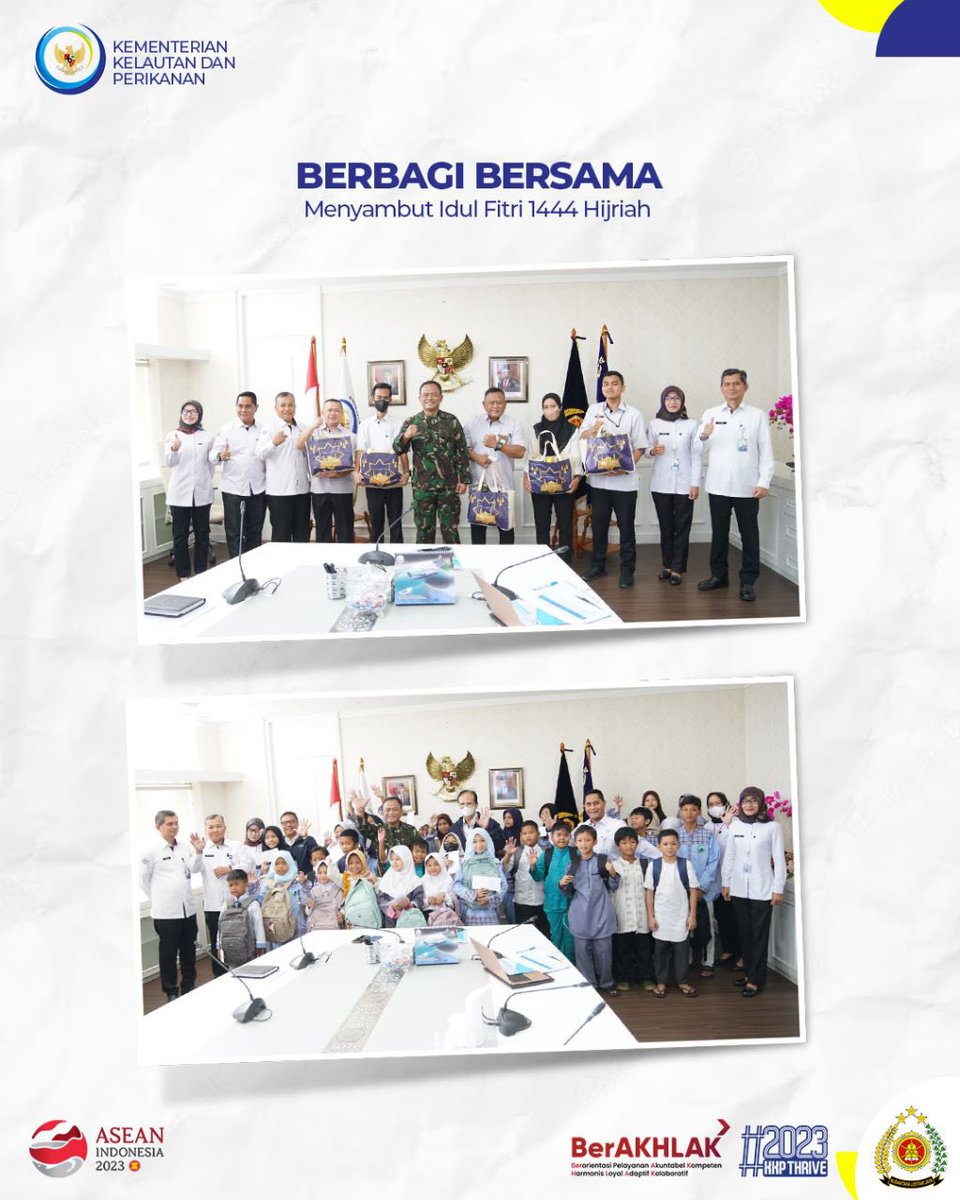 ditjenpsdkp's tweet photo. #SahabatBahari, di penghujung Bulan Ramadan ini Ditjen PSDKP melaksanakan Halal Bi Halal dan Santunan Anak Yatim Piatu Menyambut Idul Fitri 1444H ☺️

#PSDKPSahabatNelayan

@kkpgoid
@adin_psdkp 

#KKPThrive
#EkonomiBiru 
#PSDKPHebat
#SaktiWahyuTrenggono
#PSDKPbentengKKP https://t.co/ea5nHccKBo