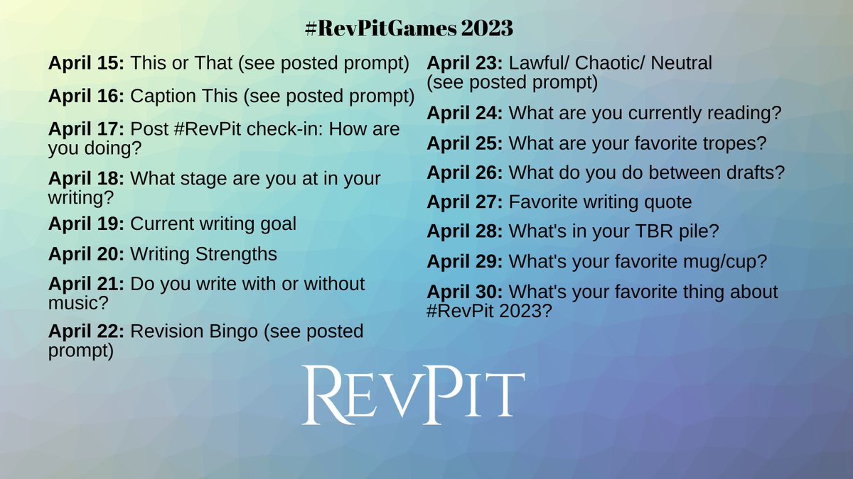 asbryantbooks's tweet photo. April 18th — the dreaded querying stage... #RevPitGames https://t.co/0JqjhFC17a