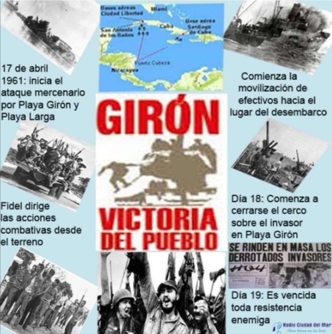 #19DeAbril día de indescriptible júbilo, el pueblo miliciano, obrero y campesino había salvado nuestro suelo de las botas imperiales. Fue la primera aplastante y bochornosa derrota del imperialismo en América. Las armas enemigas nada pudieron contra el Patriotismo de los Cubanos.