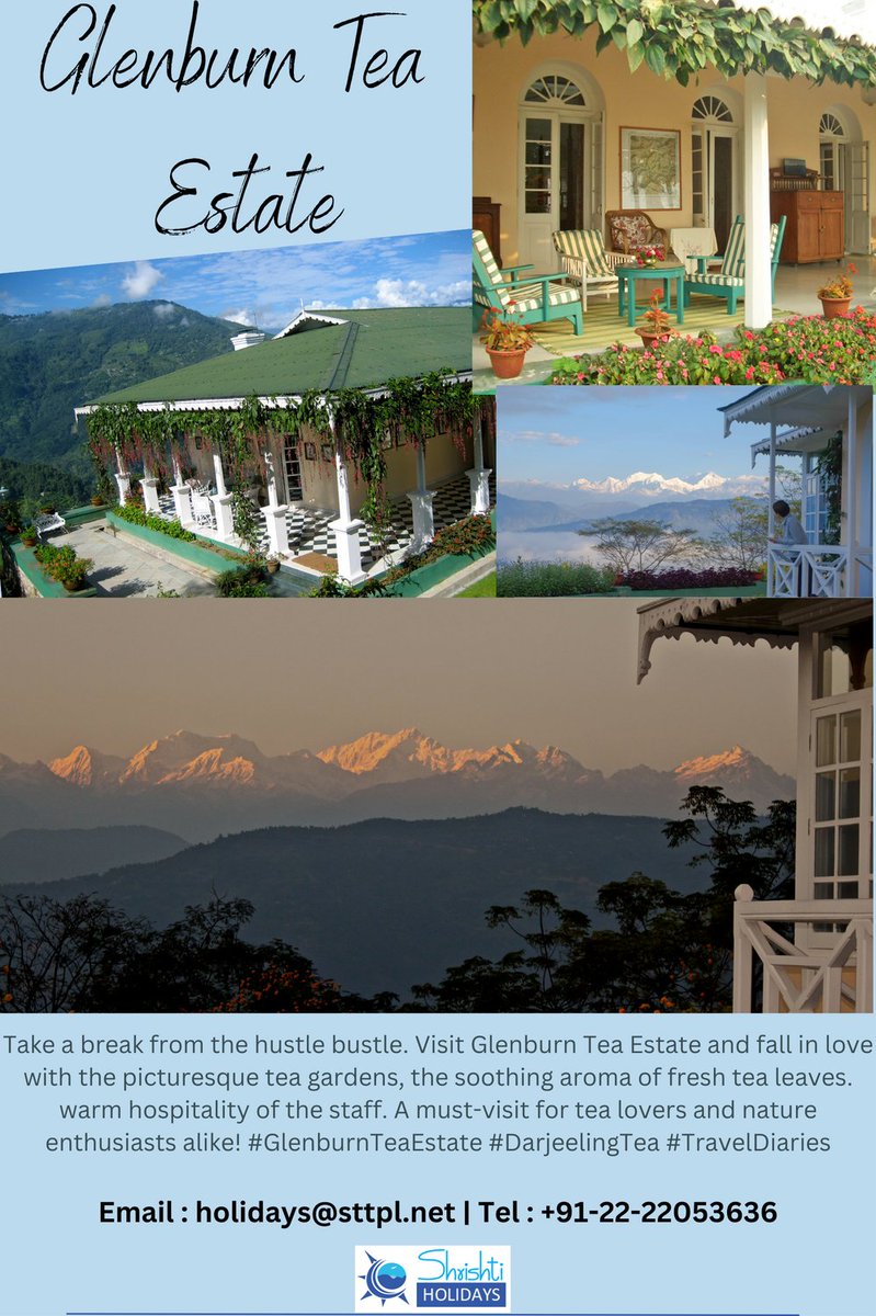 ShrishtiHoliday's tweet photo. Take a break from the hustle bustle. Visit Glenburn Tea Estate and fall in love with the picturesque tea gardens, the soothing aroma of fresh tea leaves. warm hospitality of the staff. #GlenburnTeaEstate #DarjeelingTea #TravelDiaries https://t.co/vlhXDnPTOd
