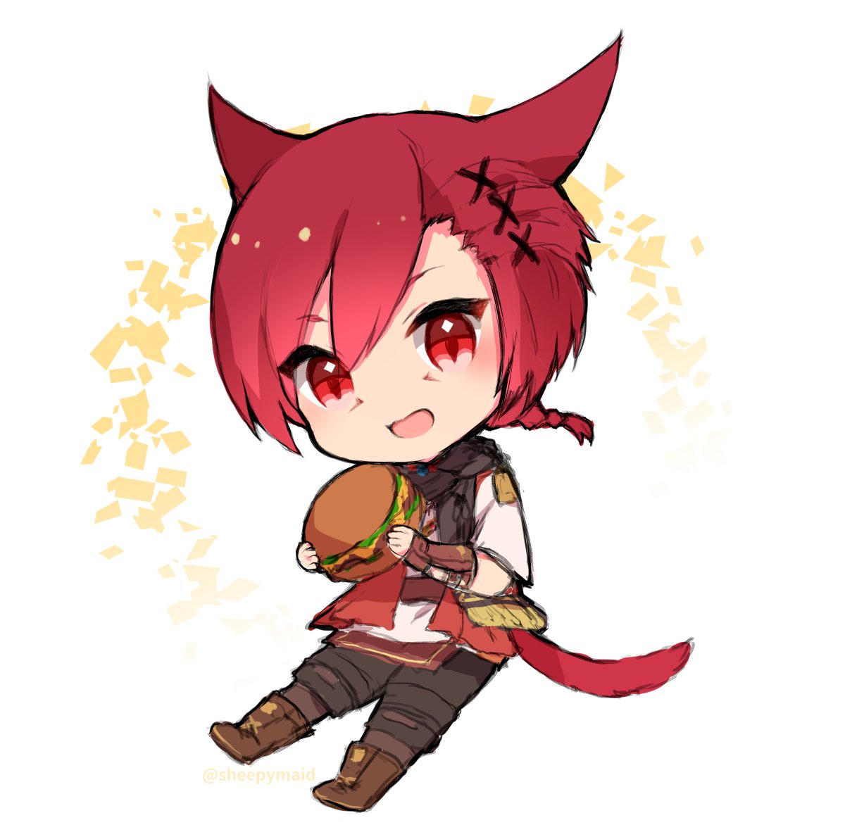 sheepymaid's tweet photo. Tiny G'raha 🍔💕

#FFXIV #FFXIVART https://t.co/vD4RAQE9EL