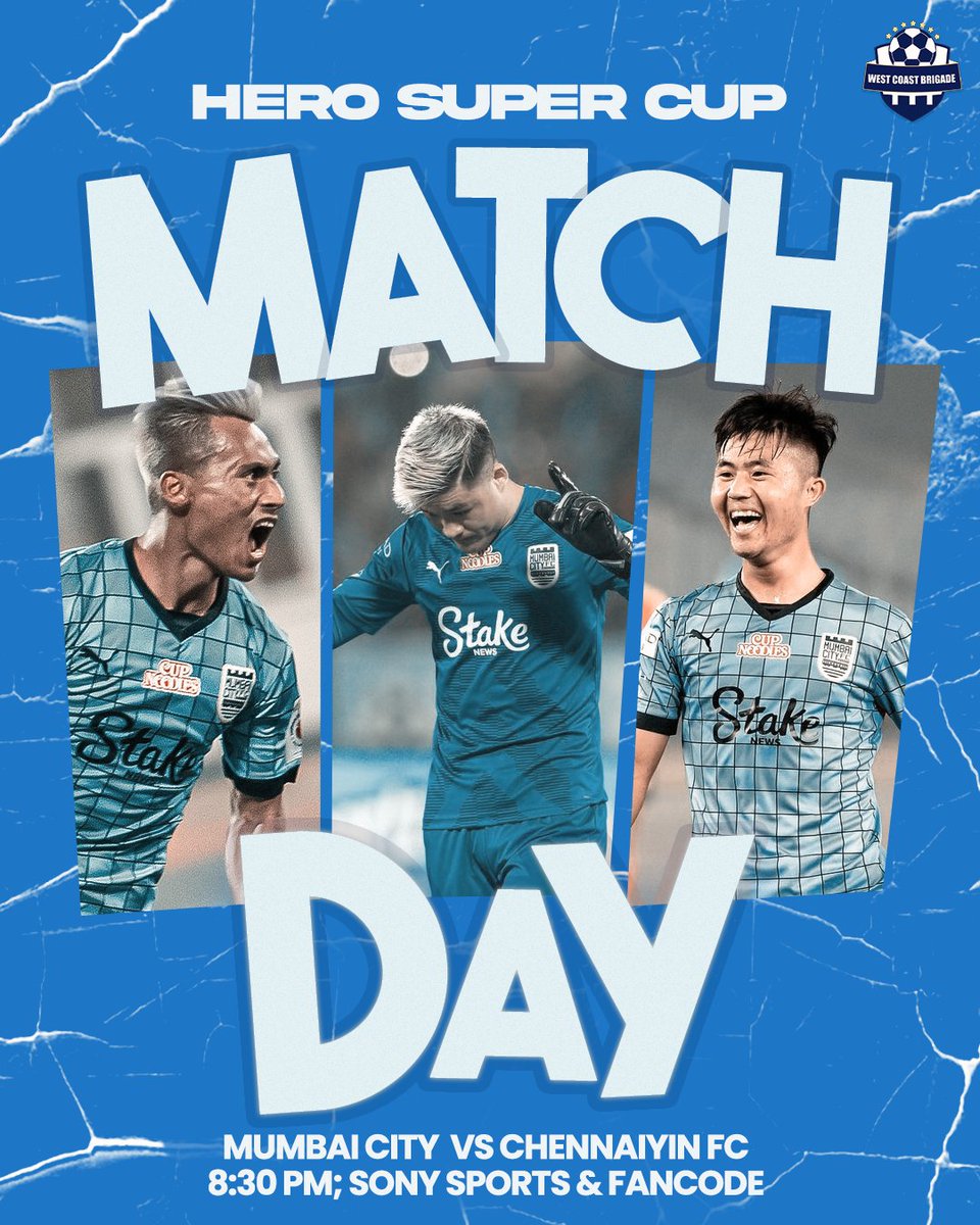 WCBMumbai's tweet photo. It's matchday! 🎉

Get ready to cheer on your team as Mumbai City FC make their final push for Group D glory! 

𝙇𝙀𝙏'𝙎 𝙂𝙊 𝙈𝙐𝙈𝘽𝘼𝙄!

#MumbaiCityFC #AamchiCity #FightForTheCity https://t.co/cDQy8HDbN3